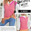 MARZXIN Women Sleeveless Sweater V Neck Casual 2026 Fall Knitted Chevron V Neck Sweater Vest Color Block Pullover Sweater Top (Black, M)