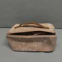 Amazon.com : EACHY Travel Makeup Bag, Large Capacity Cosmetic Bags for Women, Waterproof Portable Pouch Open Flat Toiletry Bag Pattern Makeup Bag (F-Brown) : Beauty & Personal Care