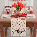 XCHI Red Little Love Hearts Valentine's Day Table Runner Table Decoration for Party Home Kitchen Dining Holiday Decor 13x108 Inch