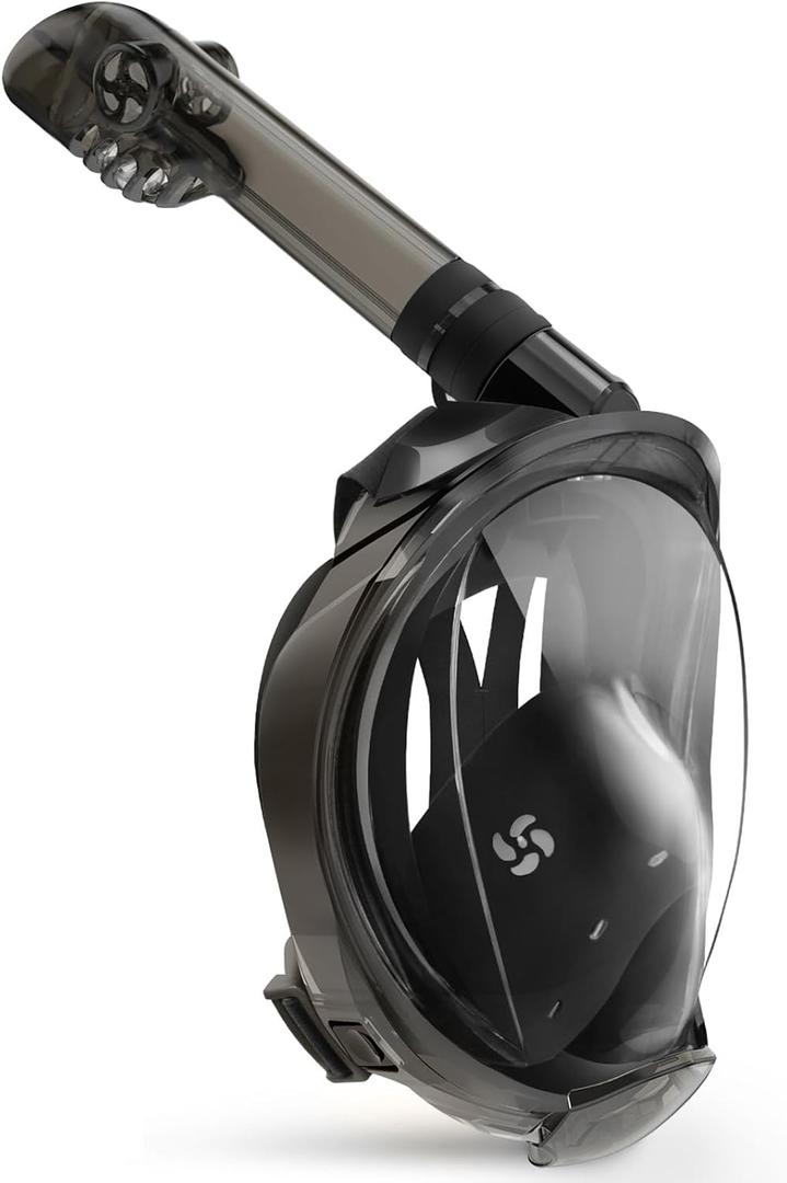 Greatever G2 Full Face Snorkel Mask with Latest Dry Top System,Foldable 180 Degree Panoramic View Snorkeling Mask with Camera Mount,Safe Breathing,Anti-Leak&Anti-Fog (Large/ X-Large, Gray Black)