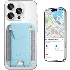 Miroddi for MagSafe Wallet, Works with Apple Find My, Magnetic Phone Wallet Tracker for iPhone 16/15/14/13/12 Series, Magnetic Card Holder with Privacy Flap, RFID Blocking, Fit 7 Cards, White Ice
