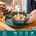 vancasso Starry 18 Pieces Dinnerware Sets for 6, Green Reactive Glaze Dishes Sets, Ceramic Plates and Bowls Set, Dinner Salad Dessert Plates, and Cereal Bowls Set, Dishwasher and Microwave Safe