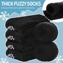 Yebing Non Slip Hospital Socks for Women with Grips Fuzzy Cozy Anti Skid Slipper Socks Winter Warm Soft Fluffy Sleep Socks (Black)