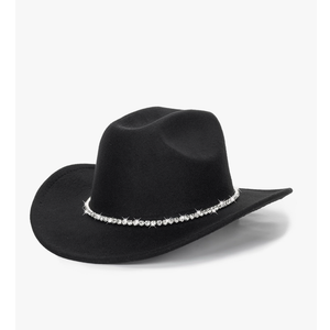 Glitter Silver Black Cowboy Hats for Women - Western Sparkly Rhinestone Cowgirl Hat for Ladies Size M-L