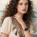 Moolia Floral Leather Band Compatible with Apple Watch Band 42/41/40/38/46/45/44/49mm Women, Cute Romantic Vintage Rose Pattern Strap for iWatch Series 11 10 9 8 7 6 5 4 3 2 1 SE/Ultra(1/2/3)