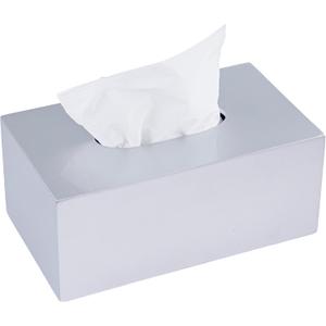 PEMAR Rectangular Lacquer Tissue Box, Handmade Rectangle Tissue Holder Decorative Napkin Dispenser Organizer Rustic Farmhouse Vintage Decor (Silver)