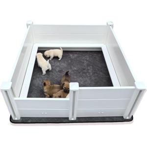 Whelping Box for Dogs,48 * 48 * 18in,with Pig Rails and Washable Pee Pad,for Small and Large Breed Puppies (Whelping Box with Pad)