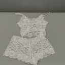 Lilosy Sexy Sheer Floral Lace Pajamas Lingerie Set High Waist Sleepwear Bra and Panty 2 Piece Nightwear (Small)