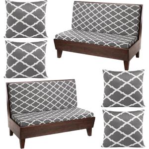8 Pcs Rv Dinette Cushion Covers Stretch Washable Grey Rv Cushion Slipcover Replacement Sofa Chair Protector for Camper Car Bench 4 Pillowcase 2 Backrest and 2 Bench Covers