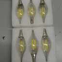 Sailstar E12 LED Candelabra Bulbs Dimmable, 60 Watt Equivalent 3000K Warm White Chandelier Light Bulbs, 4W Filament Candle LED Bulbs, Flame Tip, 500 Lumen, Pack of 6