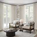 Extra Wide Pinch Pleated Curtains 84 Inches Long for Sliding Glass Door Natural Ivory Thick Linen Textured Light Filtering Semi Sheer Pleat Drapes Hooks Rings for Large Window 1 Panel Cream Ivory
