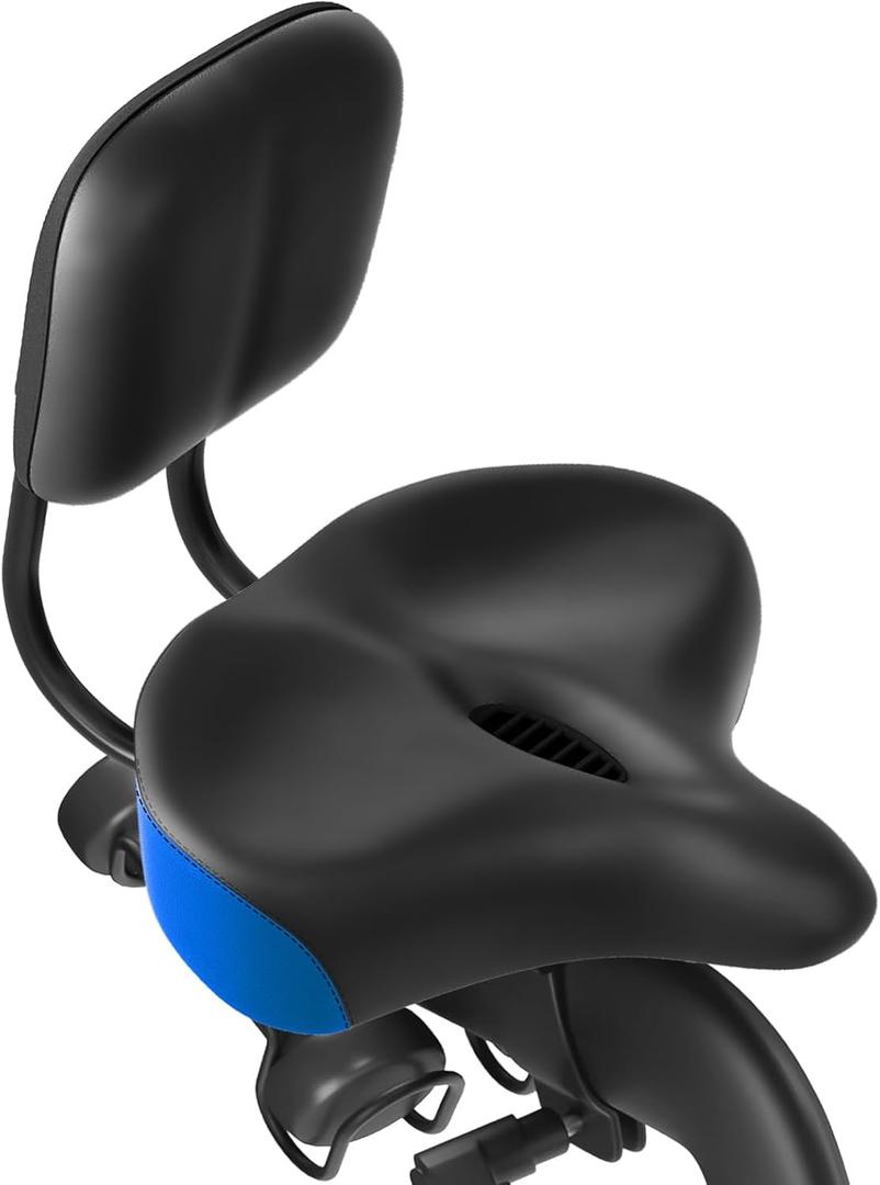 MOONCOOL Oversized Bike Seat with Adjustable Backrest, 12" 12" Wide Padded Saddle for Bicycles, Tricycles & Exercise Bikes, Memory Foam & Shock-Absorbing, Waterproof PU, Fits 7/8" Seat Posts