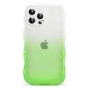 2 x XIQI Compatible with iPhone 14 Pro Case 6.1" 2022, Cute Kawaii Curly Wave Frame Shape Soft Silicone Shockproof Protective Phone Cover for Women Girls, Gradient Dark Green