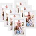 Giftgarden White 4x6 Picture Frame 7 Pack, Modern White Woodgrain 4 by 6 Photo Frames for Wall or Tabletop Display