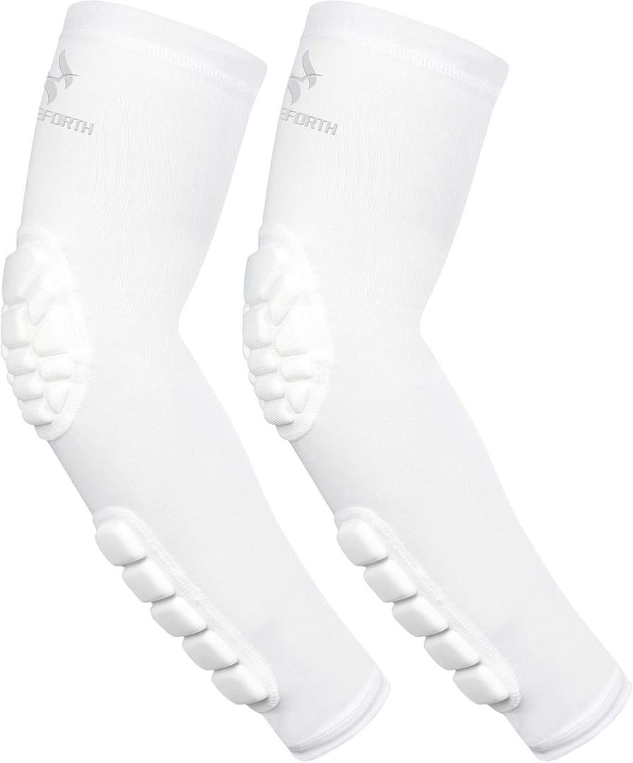 2PCS Padded Elbow Forearm Sleeves Compression Arm Protective Support, Small