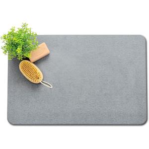 Premium Comfort Stone Bath Mat - Ultra Non-Slip Natural Diatomaceous Earth Mat, Replaces Traditional mats, 23.5"x15.5" Luxurious Soft Touch Mat for Bathroom, Mist Gray