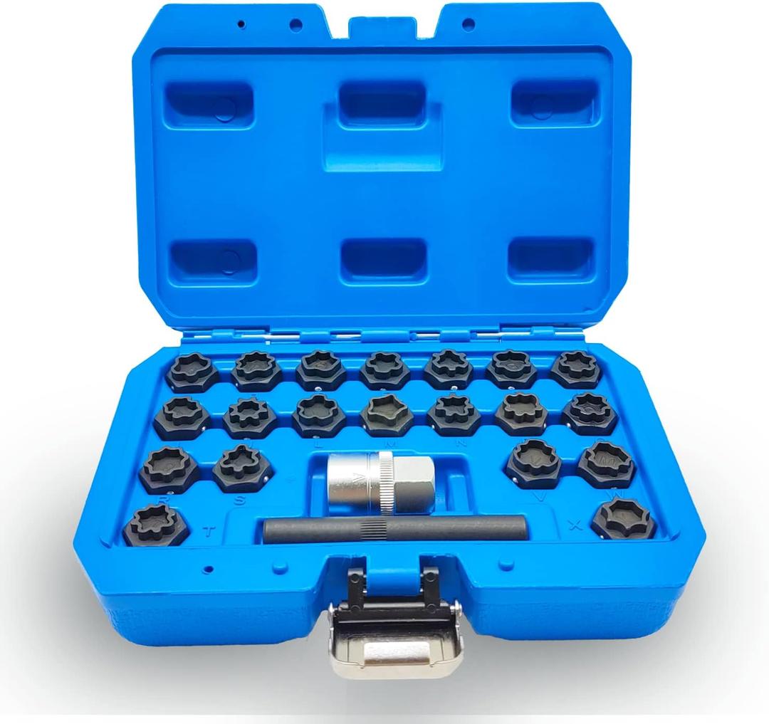 22PCS Wheel Lock Nut Key Kit - Compatible with Audi 2002-2012, Anti-Theft Lug Nut Removal Tool & Screw Remover (22pcs Socket Set)
