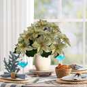 Yellow Christmas Artificial Poinsettia Flowers 8Pack Silk Yellow Poinsettias Artificial Bushes Christmas Flowers 5 Heads Floral Bouquet with Stem for Home Decor