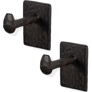 Rustic State Billow Wall Mount Cast Iron Hooks Coat Towel Bag Hat Hanger Multiuse Entryway Railroad Spike Rack Black Set of 2