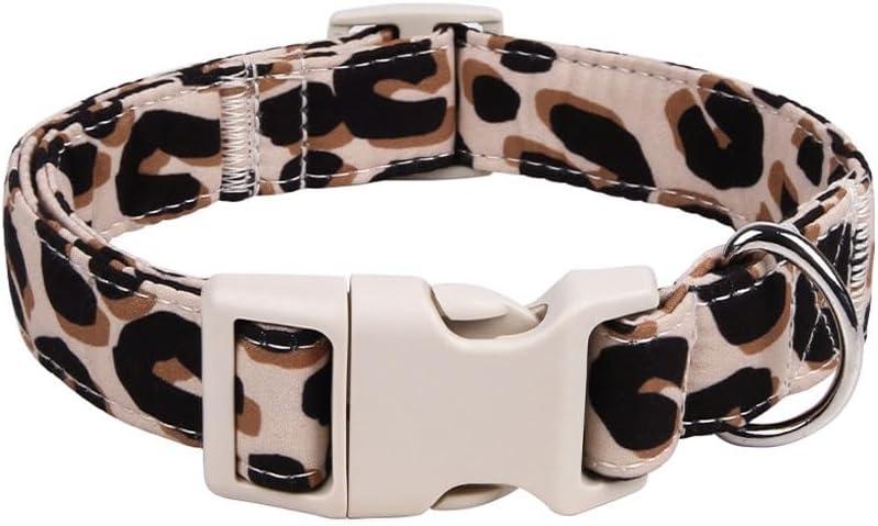 Leopard Dog Collars for Small Dogs, Durable Adjustable Cute Puppy Dog Collar for Girl Boy Male Female Dog, S