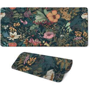 FTSYAD Gaming Mouse Pad, Large 31.5 x 11.8 inches Mousepad, Long Keyboard Pad, Cute Mouse Mat for Computer with Stitched Edges and Non-Slip Base (Wildflower)