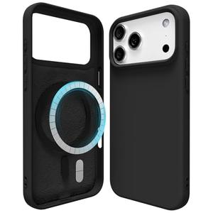 Oakxco Silicone Case for iPhone 17 Pro Max Compatible with Magsafe Magnetic Wireless Charging, Slim Thin Soft Rubber Gel with Magnet, Matte TPU Mag Cover for Women Men, Black