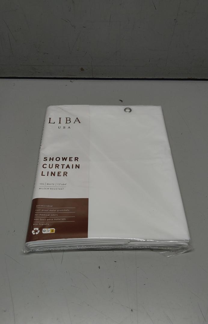 LiBa White Fabric Shower Curtain 72x84 Waterproof Heavy Duty Liner
