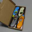 Butane Lighter, 4pcs Refillable Long Flame Lighter for BBQ Candle(No Butane Inside) (Blue)