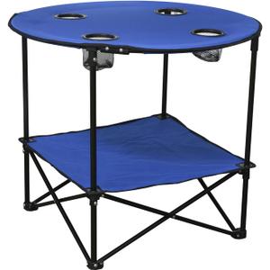 Pop Up Picnic Table Portable Folding Beach Table with Cupholders and Carry Bag, Large 28 x 28x 24 Blue