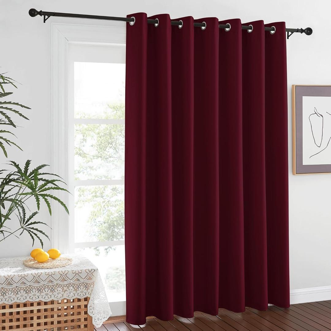 NICETOWN Blackout Room Divider Curtains 84 inch Length, Grommet Energy Saving Thermal Drapes Sound Reducing Window Treatments for Living Room/Bedroom, W100 x L84, 1 Panel, Wine Red