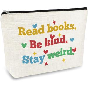 Bookworm Makeup Bag Book Lover Gifts for Women Librarian Bookish Readers Cosmetic Bag Book Club Gift Birthday Graduation Gifts for Books Lover Teacher Friends Daughter Zipper Travel Toiletry Pouch