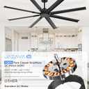 72 Inch Industrial Ceiling Fan Without Light, Matte Black Outdoor Model for Covered Areas, 8 Aluminum Blades, Powerful Airflow, Modern No-Light Design, CF04NBK-72