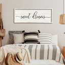 Sweet Dreams Wall Decor Above Bed 32''12'' Master Bedroom Large Sweet Dreams Sign Farmhouse Wall Decor Guest Room Wood Rustic Framed Wall Art Hanging Decoration (White)