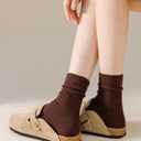 DOKUTOKU Womens Crew Socks Size 7-9 Cotton Cute Long Fall Workout Casual Socks 6 Pack (Multicolor-3 Pairs)