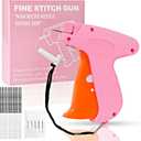 Stitch for Clothes - Handheld Stitch Quick Clothing Fixer - Tagging - Includes 6 Needle, 1000 Black Fasteners & 1000 White Fasteners (Pink/Orange