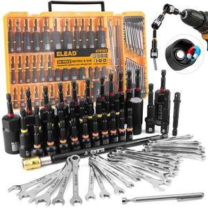 58-Piece Magnetic Impact Nut Driver Set, Metric & SAE Mini Combination Wrench Set, Impact Socket Adapter, 3LBS Magnetic Pickup Tool, Wing Nut Driver, Universal Socket, 1/4'' Quick-change Bit Extension