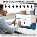 Prechen 27 Inch 2K QHD 100Hz Touchscreen Monitor 10 Point Multi Touch IPS Portable Display, 2560x1440 USB-C HDMI Laptop Monitor with Adjustable Stand & Speakers