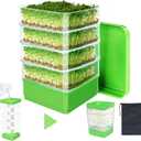 4-Tier Seed Sprouting Kit with Drain Holes and Drain Tray, Upgrade Stackable Microgreens Fresh Organic Bean Seed Sprouter Tray Ripple Soil-Free Sprouter Tray for Beans Alfalfa Seeds
