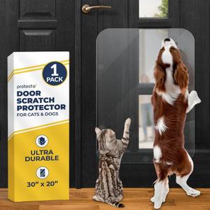PROTECTO 30x20 Door Protector from Dog Scratching Cat & Dog Scratch Guard for Indoor/Outdoor Use Easy Install on Walls, Glass, Screen & Sliding Doors (1-pack Clear)