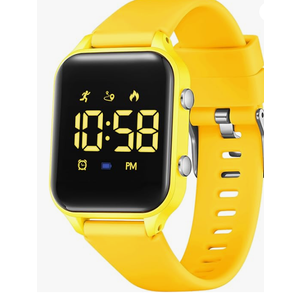 L LAVAREDO Waterproof Kids Digital Watches for Boys Girls,Sport Watch with Pedometer Stopwatch Vibration Alarm for Ages 513,No App Fitness Tracker Watch for Kids Teens Birthday, Yellow