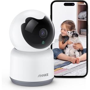 ANNKE Crater 2-2K WiFi Pan Tilt Home Baby/ Pet Monitor, Upgraded 3MP Indoor Security Camera, 360-degree with Two-Way Audio, Human Motion Detection, Cloud & SD Card Storage, 2.4Ghz WiFi Only