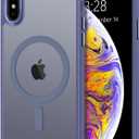 Anuck for iPhone X Case, for iPhone Xs Case Magnetic Phone Case Compatible with MagSafe, Soft TPU Bumper Hard Translucent Matte Back Slim Fit Shockproof Protective Cover for Men Women Girls - Blue