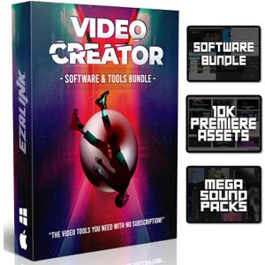 Video Editing Software Pack | Editor, YouTube Downloader, MP3 MP4 Converter, Green Screen App | 10K Transitions for Premiere Pro and Sound Effects | Windows and Mac 64GB USB