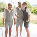Mens Linen Suit 2 Piece Short Suits for Men Casual Summer Beach Wedding Suit Linen Vest Shorts Set (Green, L)