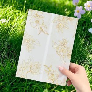 Vellum Jackets for 5x7 Envelopes, Pre-Folded Vellum Paper 5x7 Wraps with Gold Foil Floral Pattern, Wedding Invitation Kit Sleeves, Wedding Invitation Accessories for Craft DIY