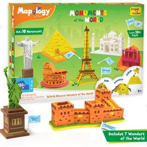 Imagimake Mapology Monuments of World | 3D Puzzles for Kids Ages 8-10 | Learning & Educational Toys for 5-7 | Puzzles for Ages 4-8 | Christmas Geography Gifts for Kids