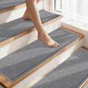COSY HOMEER Stair Treads Non-Slip Carpet Stair Treads for Wooden Steps, Indoor Stair-Runner Rugs for Kids Elders & Pets 28"x9" (15Pc, Gray)