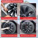 KAVANIC 4PCS Wheel Covers Fits for Tesla Model 3 Hubcap 18 Inch Matte Black Support Logo Long Range Symmetry Design Uberturbine Style for 2017-2023 Model 3 Aero Wheel Cover Replacement (RWD/AWD)