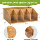 Bamboo Coffee Station Organizer for Countertop, Coffee Bar Accessories Organizer with 5 Compartments for Tea Bags Condiment, Pods, Creamer, Syrup, Cups