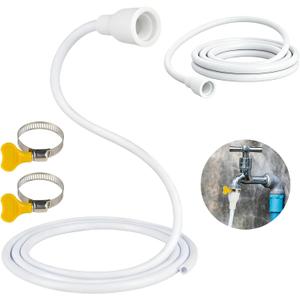 19.6FT Faucet Hose Adapter for Sink, 2PCS 9.8FT PVC Sink Hose Attachment for Faucet, Extra Long Hose and Faucet Connector with Hose Clamp, Water Transfer Accessory for Indoor & Outdoor Garden Cleaning